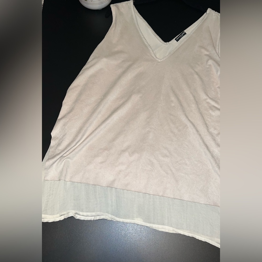 Chancha Vente Faux Suede Tank with Sheer bottom and Side Slits Size XL GUC